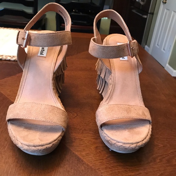 Not Rated tan faux suede wedges - Picture 2 of 7
